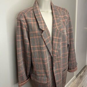 Liverpool Plaid Blazer Jacket in Black, Gray & Pink